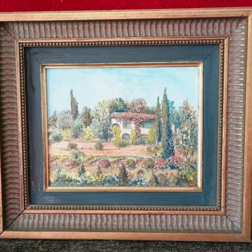 Claude Tholance Painted Framed Countryside Painting, Saint Paul France
